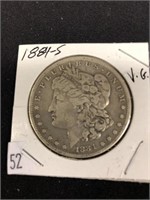 1884 – S Morgan Silver Dollar V. G.