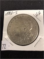 1883 S Morgan Silver Dollar, V. F.