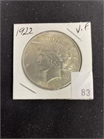1922 Silver Peace Dollar, Vf