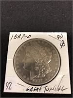 1887-o Morgan Silver Dollar, A.u. – 58, Toned