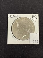 1922d Silver Peace Dollar, Au58