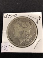 1890-o Morgan Silver Dollar, V. G.