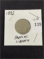 1893 Liberty V Nickel, Vg, Partial Liberty