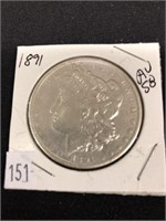 1891 Morgan Silver Dollar A.u 58