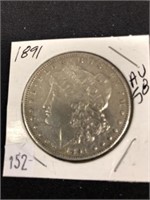 1891 Morgan Silver Dollar A.u. 58