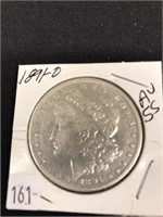1891–0 Morgan Silver Dollar, A.u. 55