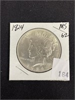 1924 Silver Peace Dollar, Ms62