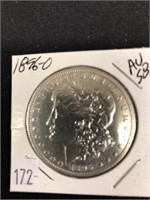 1896–0 Morgan Silver Dollar, A.u. 58