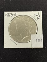 1925s Silver Peace Dollar, Au58