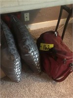 Luggage bag & (2) throw pillows