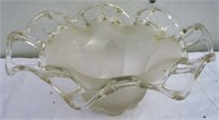 Large Decorative Art Glass Punch Bowl