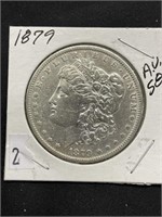 1879 Morgan Silver Dollar, A. U. – 58
