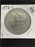 1878 - S Morgan Silver Dollar, A.u. – 58