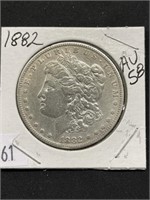 1882 Morgan Silver Dollar, A.u. 58