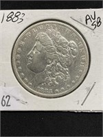 1883 Morgan Silver Dollar A.u. 58