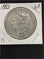 1883 Morgan Silver Dollar, V.f.