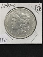 1889–0 Morgan Silver Dollar, A.u. 58