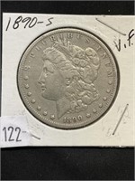 1890 S Morgan Silver Dollar, V. F.