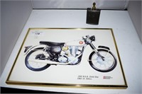 Framed Motorcycle Print ,Oil Can
