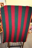Red , Green Crocheted Throw