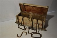 Vintage Wood Box & Hay Hooks