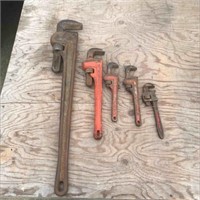 Assorted Pipe Wrenches 30-18-2x10-and 8 Inches
