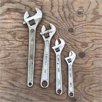 Assorted Crescent Wrenches 15-12-10 And 8 Inches