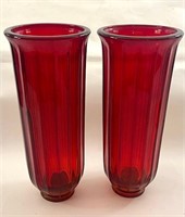 RUBY GLASS CANDLE HOLDERS