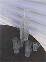 antique cut glass shot glasses and decanter
