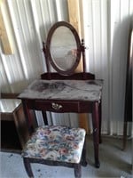 VANITY WITH MIRROR AND BENCH