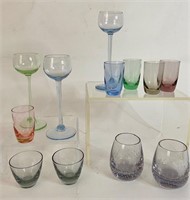 COLOURED CORDIAL & SHOT GLASSES