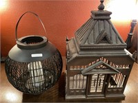 Group: Flickering Lantern and Decorative Bird Cage