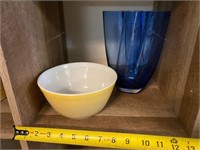 Pyrex bowl and blue vase