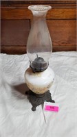 Vintage Oil Lamp with Cast Iron Bottom