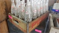 Wooden Pepsi Crate with (24) Red Dot Pepsi Bottles