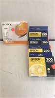 4 boxes EPSON yellow ink cartridges.  
1 SONY