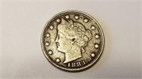 1883 Liberty V Nickel With Cents Rare