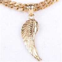 10K YELLOW GOLD CHAIN NECKLACE WITH WING PENDANT