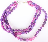 PINK AGATE THREE-LAYERED BEADED LADIES NACKLACE
