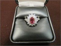 LADIES .925 RUBY & WHITE SAPPHIRE RING SIZE 5.5
