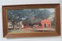 Signed Art Barn Picture Horse Stable 27" x 15.5"