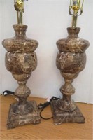 2  Beautiful Heavy Marble Table Top Lamps 33"