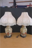 Pair of Table Lamps 29" h & Pretty Shades