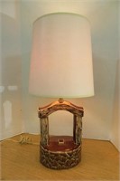 Pottery or Ceramic Wishing Well Lamp 27" high