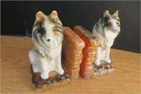 Vintage Book Ends Pottery or Ceramic Collie /Dogs