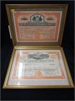 (2) Framed Railroad Stock Certificates