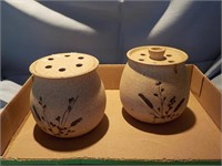 2 Studio pottery incense burners Mattison Maine