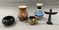 Native American Pottery Lot w/ Totem Pole