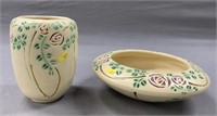 2 Pc Roseville Art Pottery Vase & Bowl