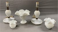 Small Hobnail Milk Glass Grouping